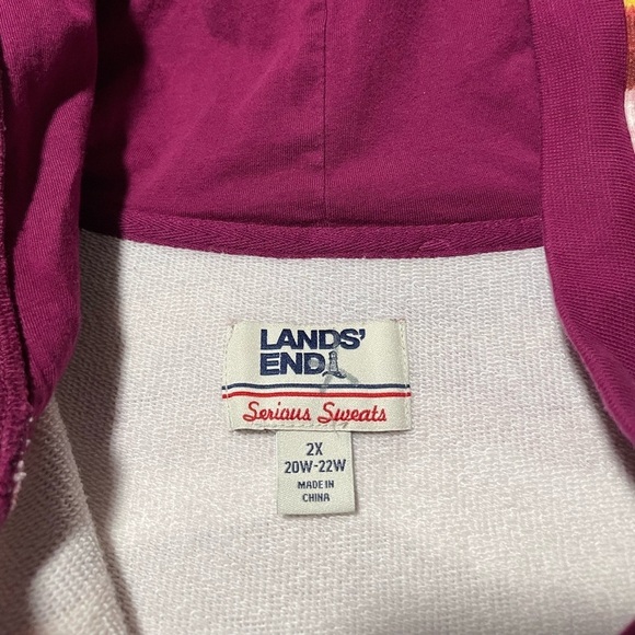 Lands End Long Sleeve Serious Sweats Button Hoodie Blackberry Mountain Ombré 2X - Picture 12 of 15